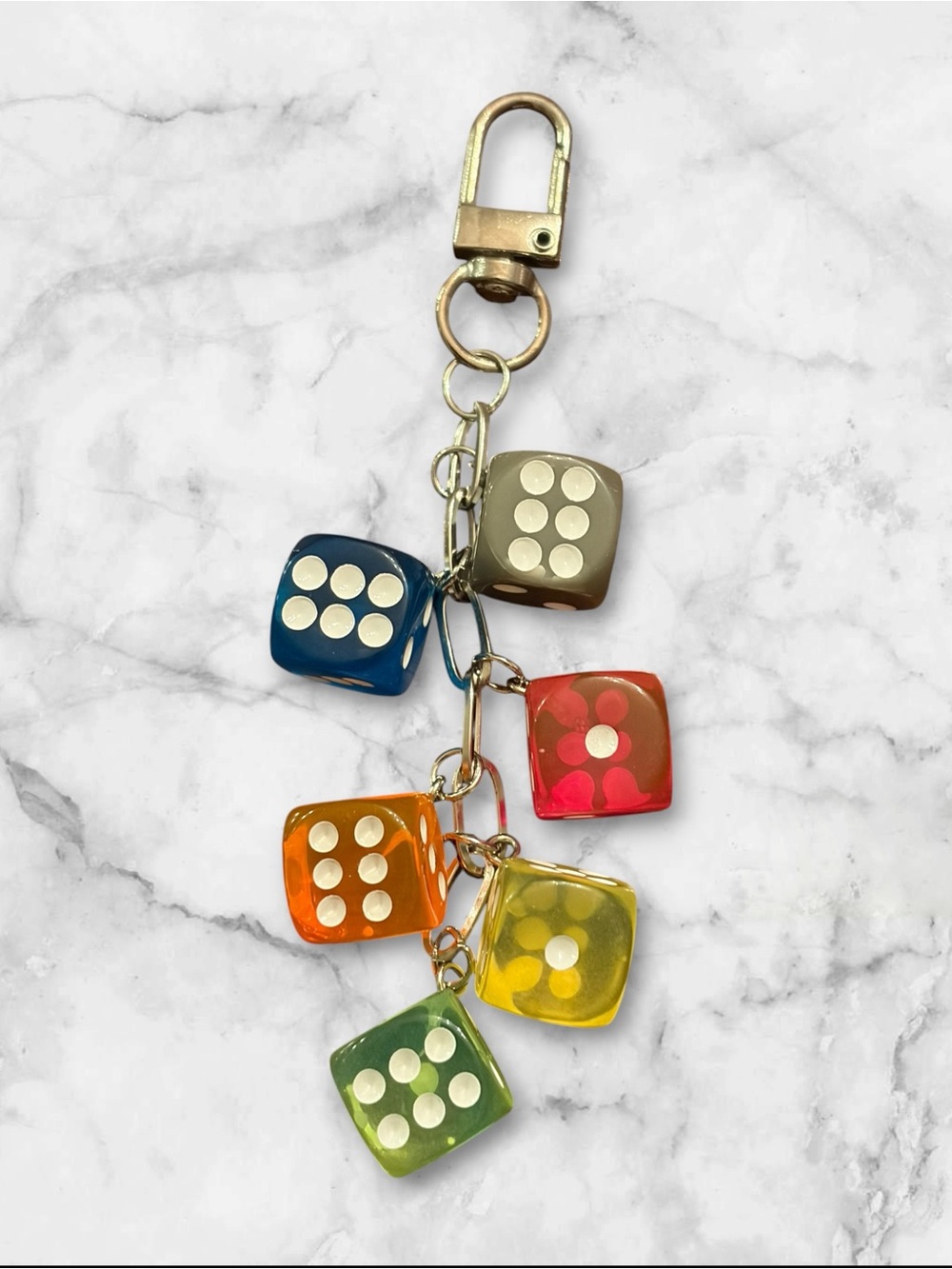 Multi-Color Dice Bag Charm - Colorful Accessory